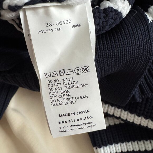 Sacai Horizontal Stripe Knit Cardigan in Navy, size Small - Picture 9 of 13